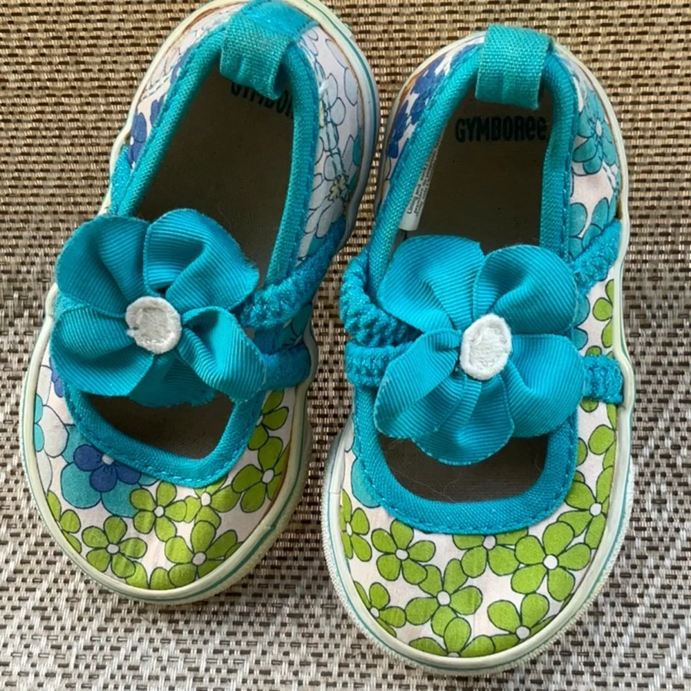 Gymboree little girl floral shoes size 4 (12- 1 8M)